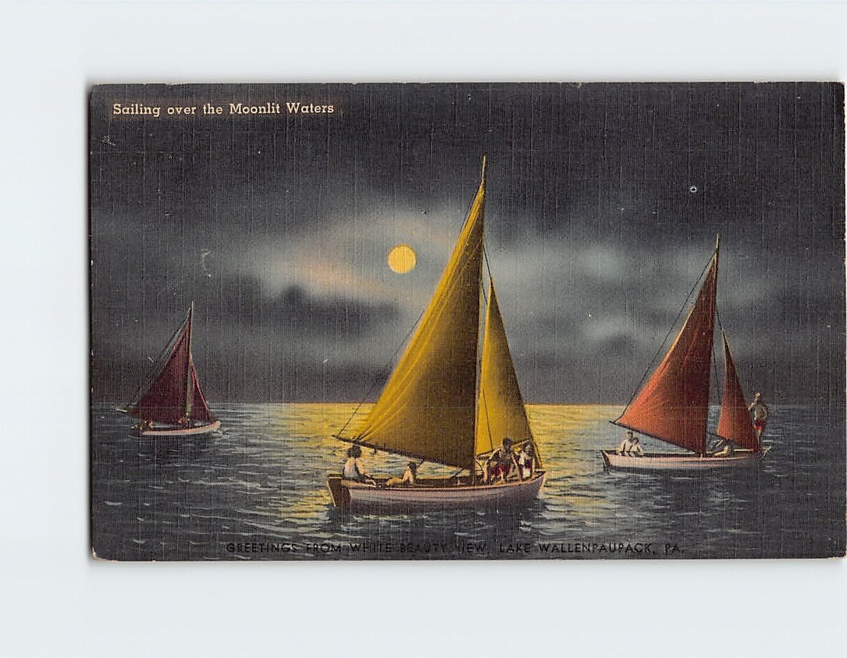 Postcard Sailing Over Moonlit Waters