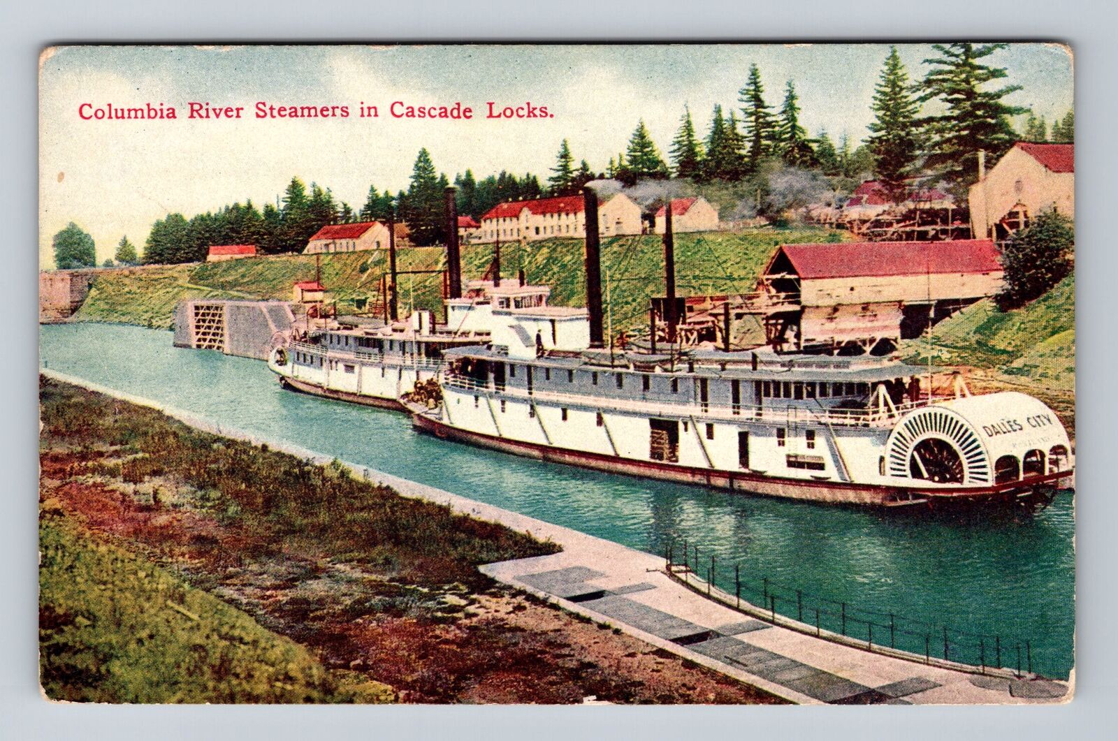 Cascade Locks OR-Oregon, Columbia River Steamers Cascade Locks Vintage Postcard