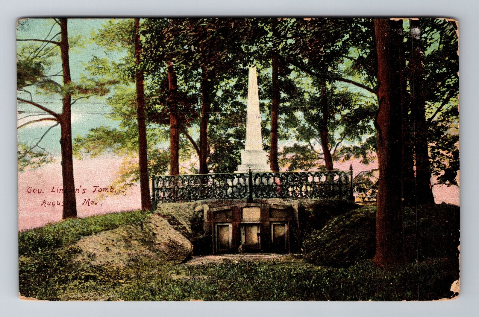 Augusta ME-Maine, Gov. Lincoln's Tomb, c1909 Antique Vintage Souvenir Postcard