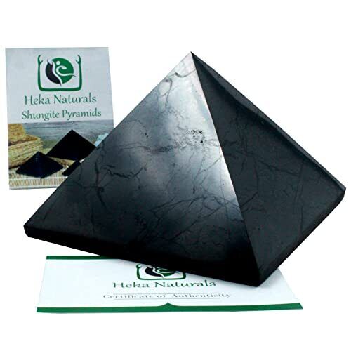 Polished Shungite Pyramid Black Stone Crystal | 4 Inch - Desk Decor Shungite ...