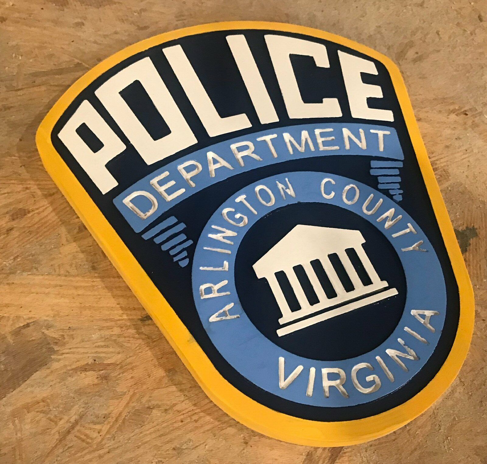 Police Arlington County 3D routed carved wood patch plaque Sign Custom