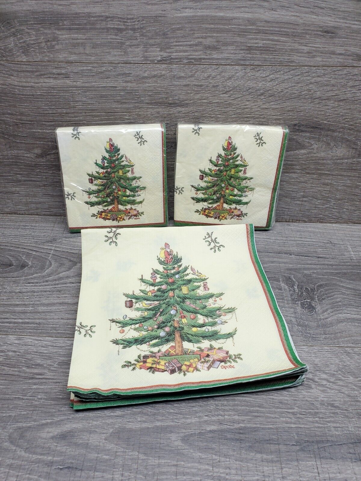 Vtg Spode Christmas Tree England Paper Napkins