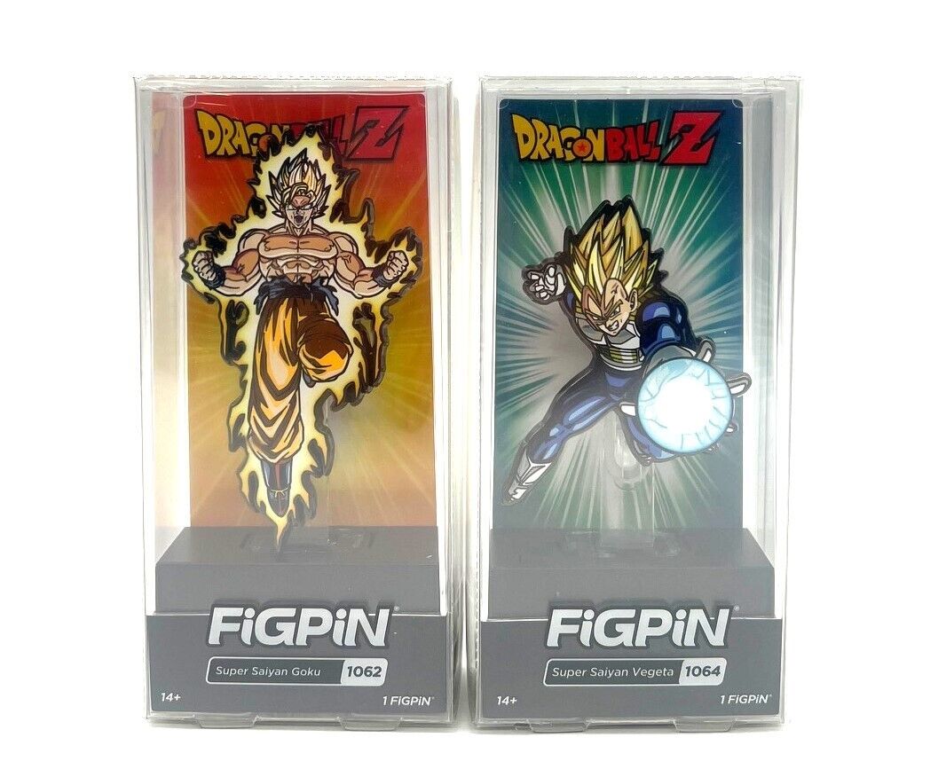 FiGPiN Dragon Ball Z SS Goku #1062 & SS Vegeta #1064 Collectible Pins Set of 2