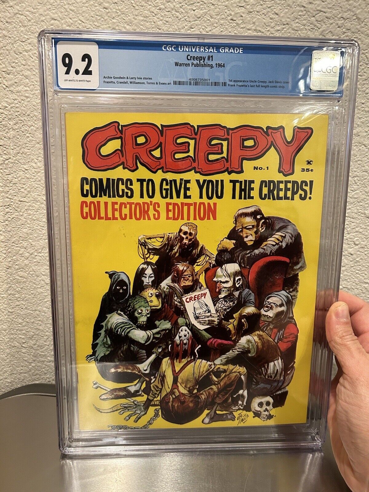 Creepy #1 CGC 9.2 Warren Vintage Horror Monster Magazine🔥🔥🔥 Investment- Grade