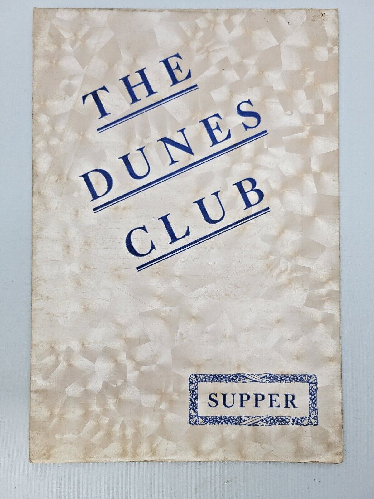 Vintage THE DUNES CLUB Menu Phone PINEHURST 4604 NC Supper Restaurant c1940
