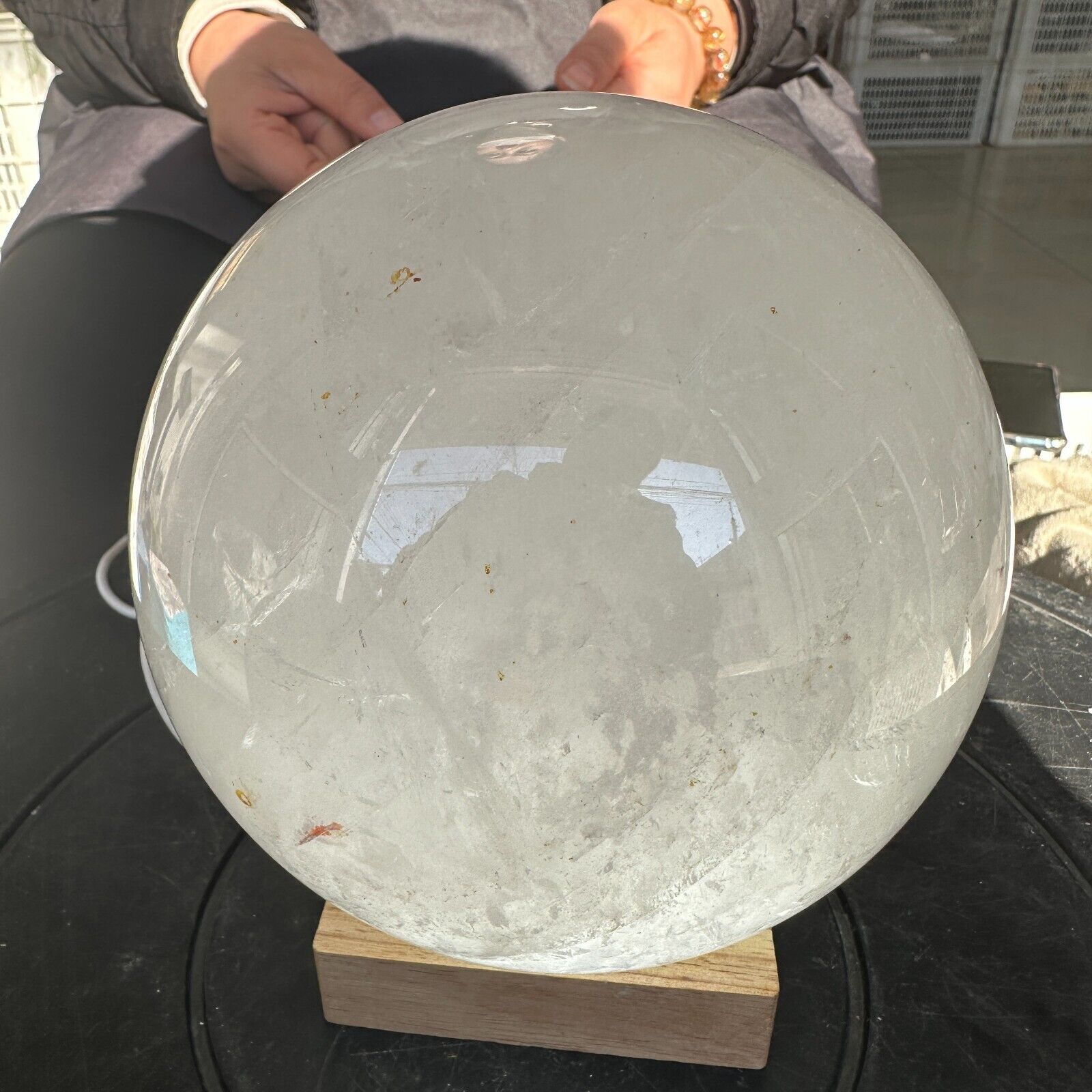 8.36LB Natural white crystal ball polished and healed 3800g