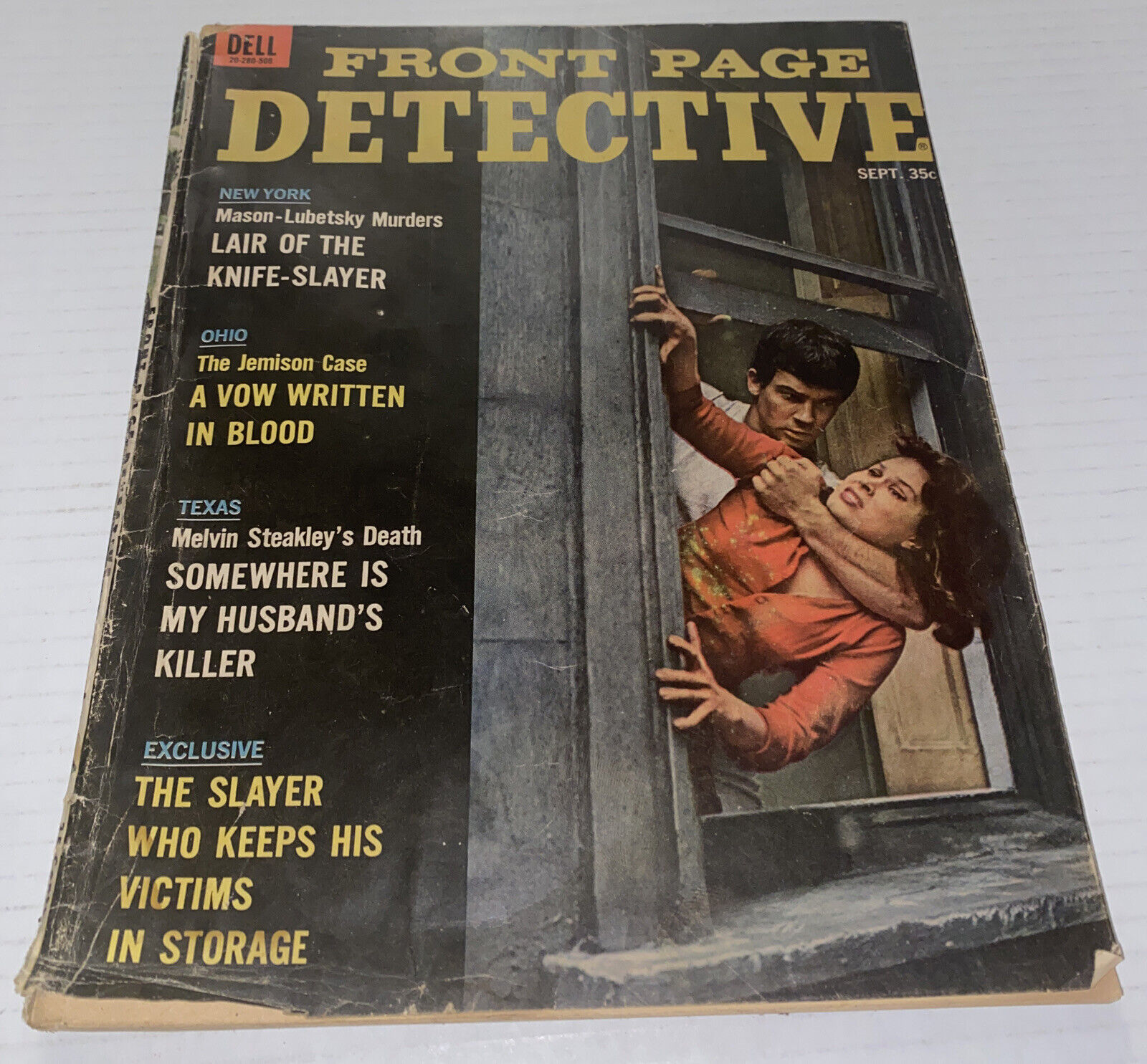 1965 Front Page Detective Magazine Dell Pub Three Lions Cover Sept Crime Stories