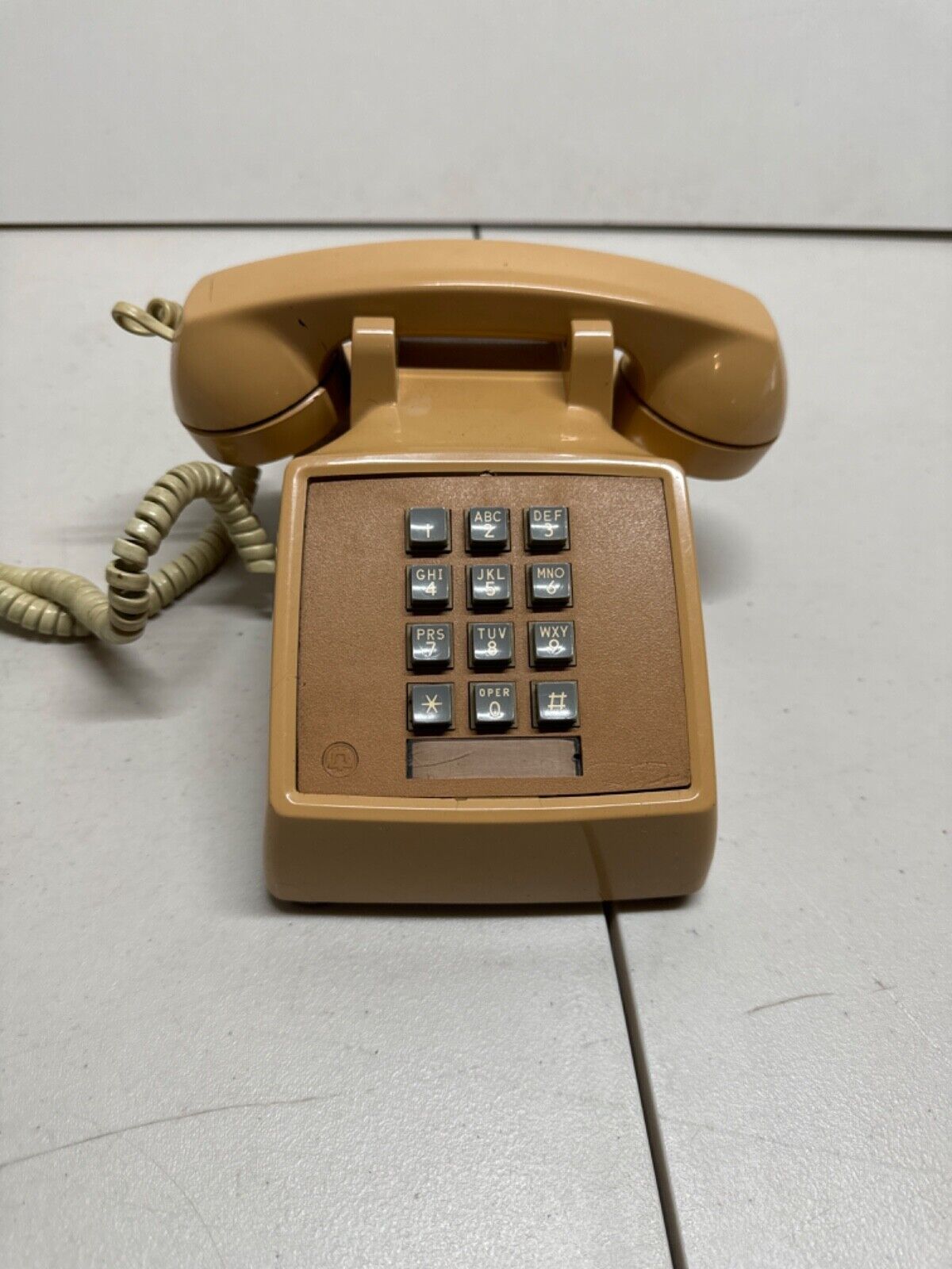 Vintage Bell System Western Electric Push Button Desk Phone Beige sold as is
