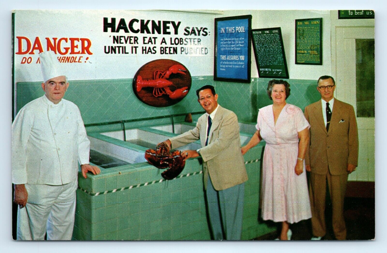 Atlantic City NJ Hackneys Seafood Restaurant Purified Lobster Postcard  c. 1939