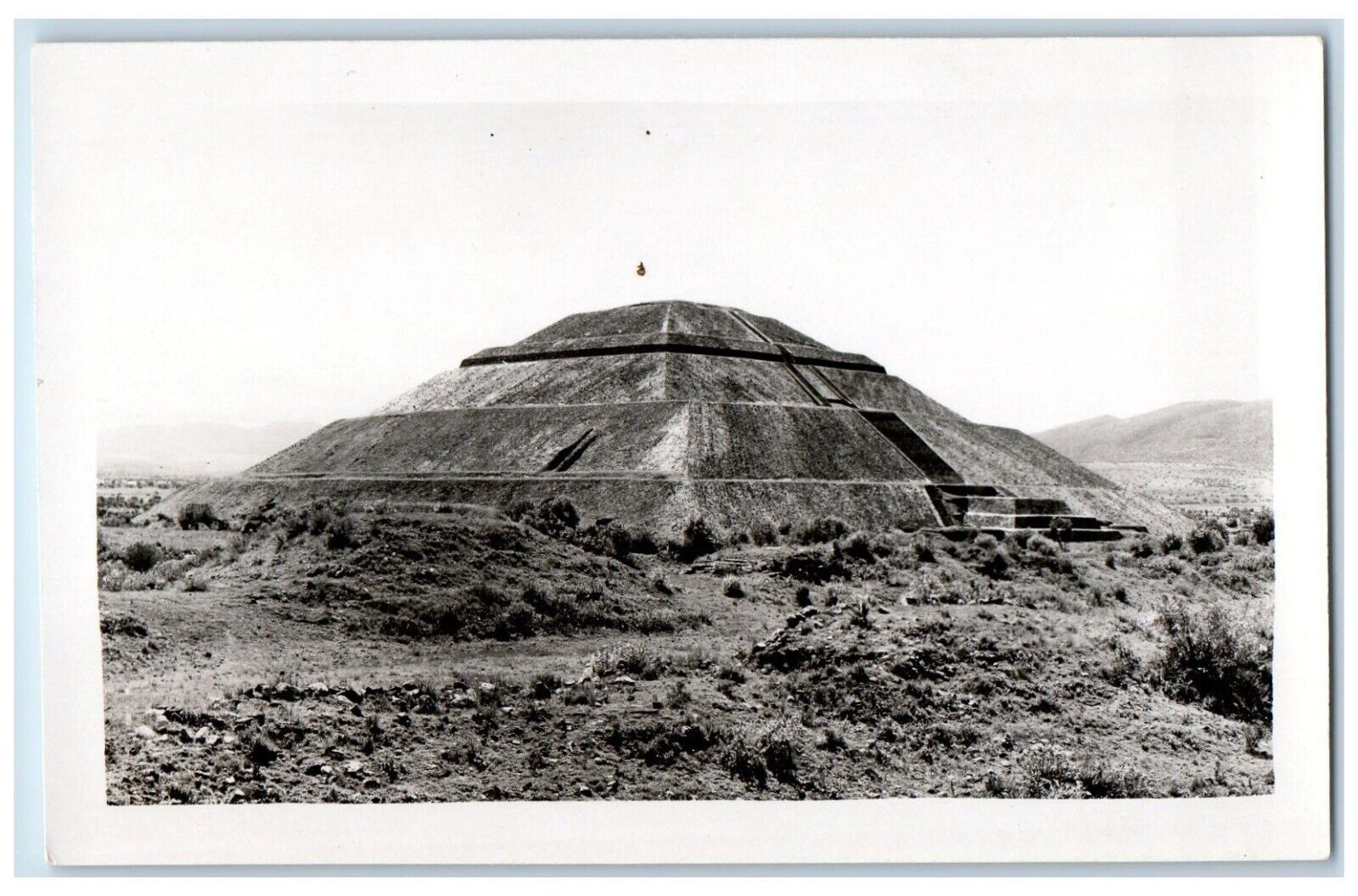c1940's Pyramid Mountain Temple Ruins Mexico RPPC Photo Unposted Postcard