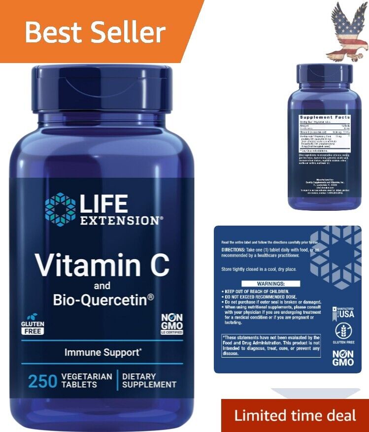 Advanced Antioxidant Vegetarian Quercetin & Vitamin C Tablets - Immune Support