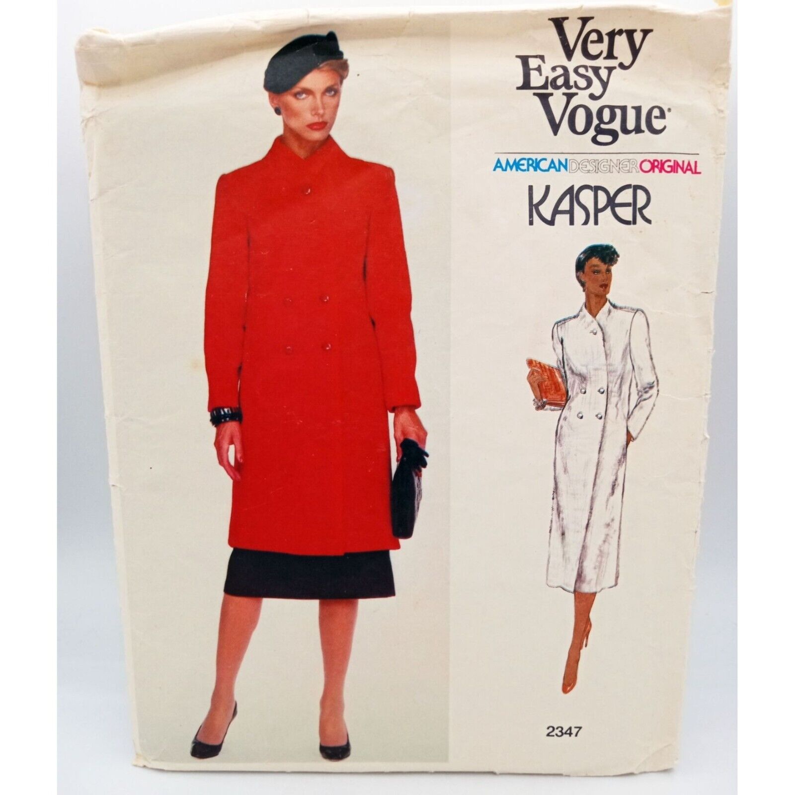Very Easy Vogue Pattern Service 2347 Misses Coat Skirt Kasper Sz 8 Vintage Uncut
