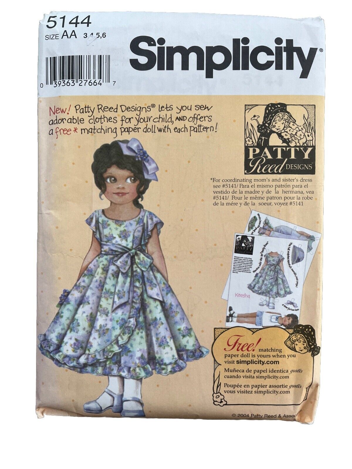 Simplicity 5144 Dress Patty Reed Ruffle Party UNCUT Size 3 4 5 6