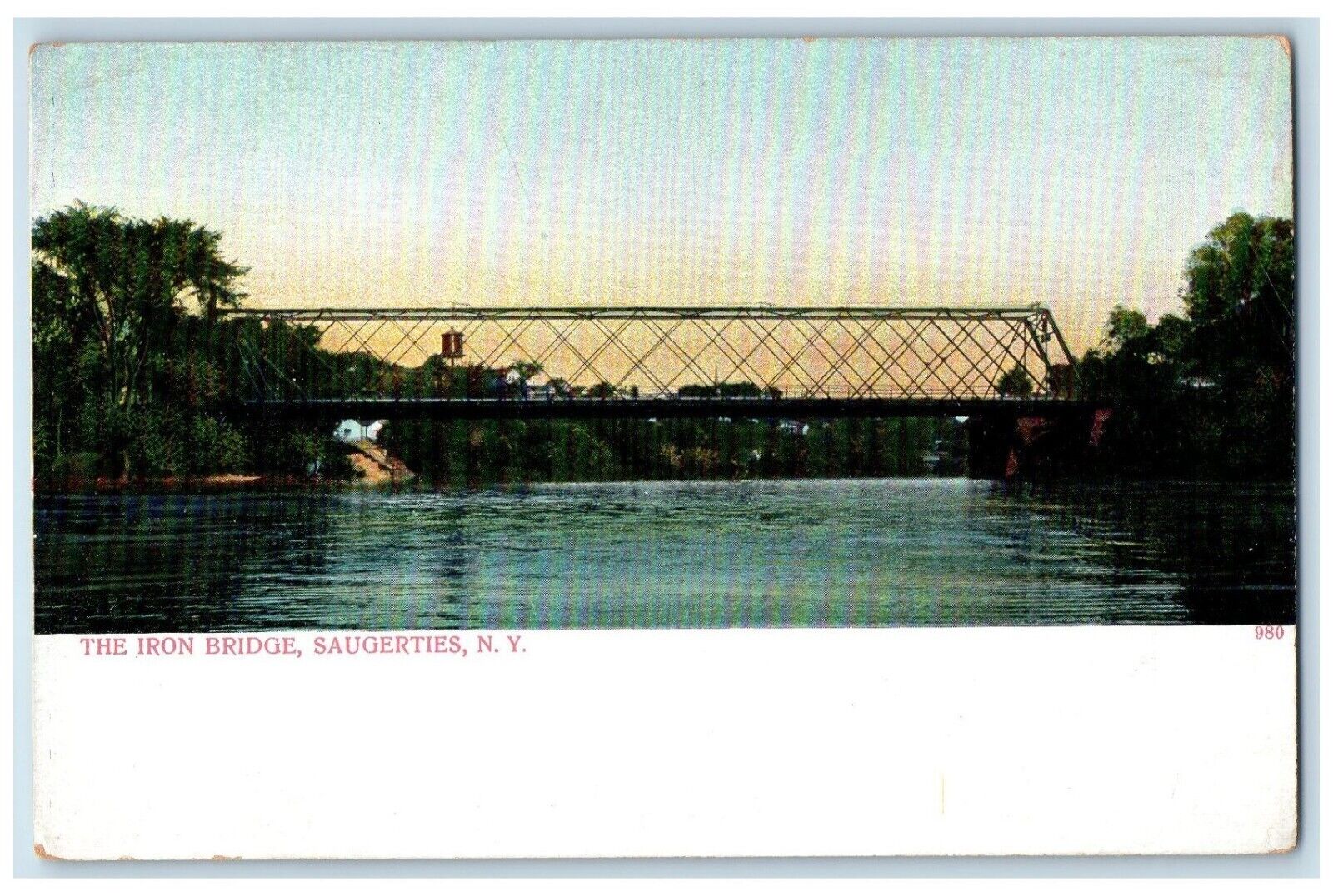c1905 Iron Bridge River Trees Saugerties New York NY Vintage Unposted Postcard