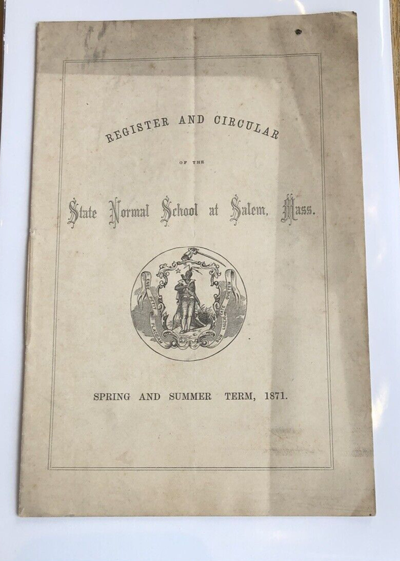 1871 Register and Circular, Salem Normal School Salem Massachusetts- Salem State