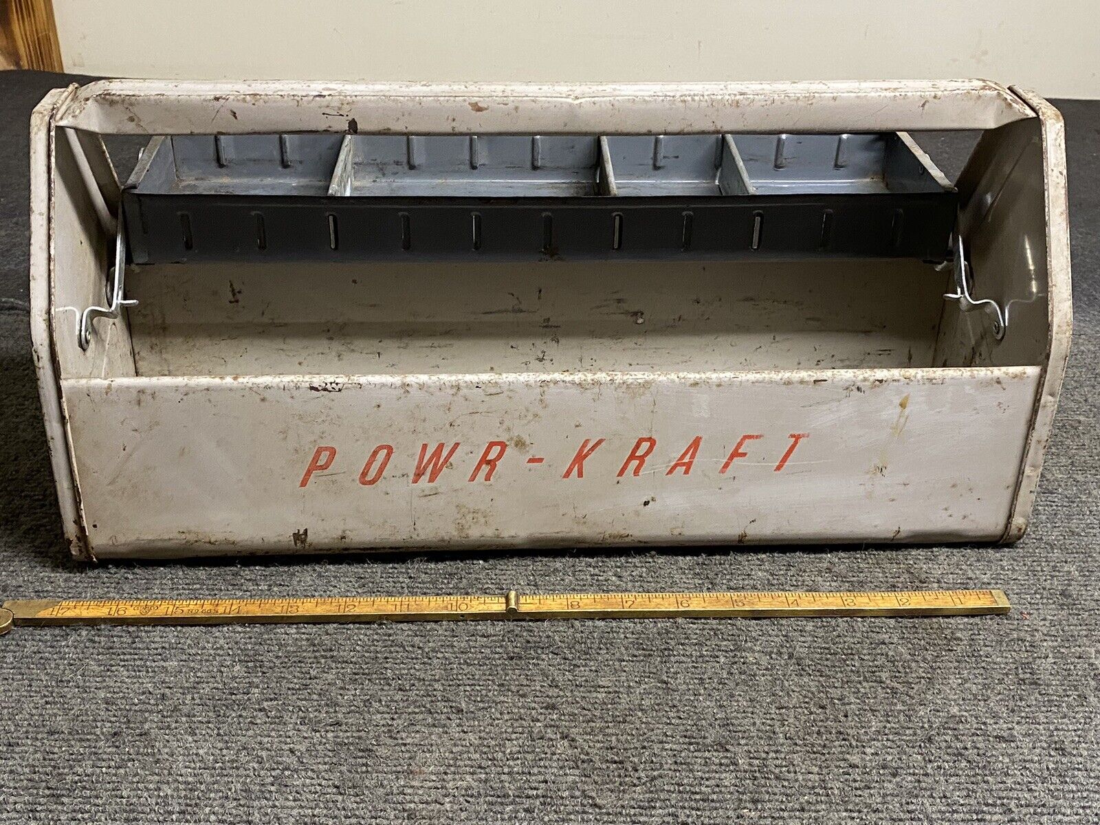 Vintage Powr-Kraft Tool Box Tote With Tray All Steel USA 
