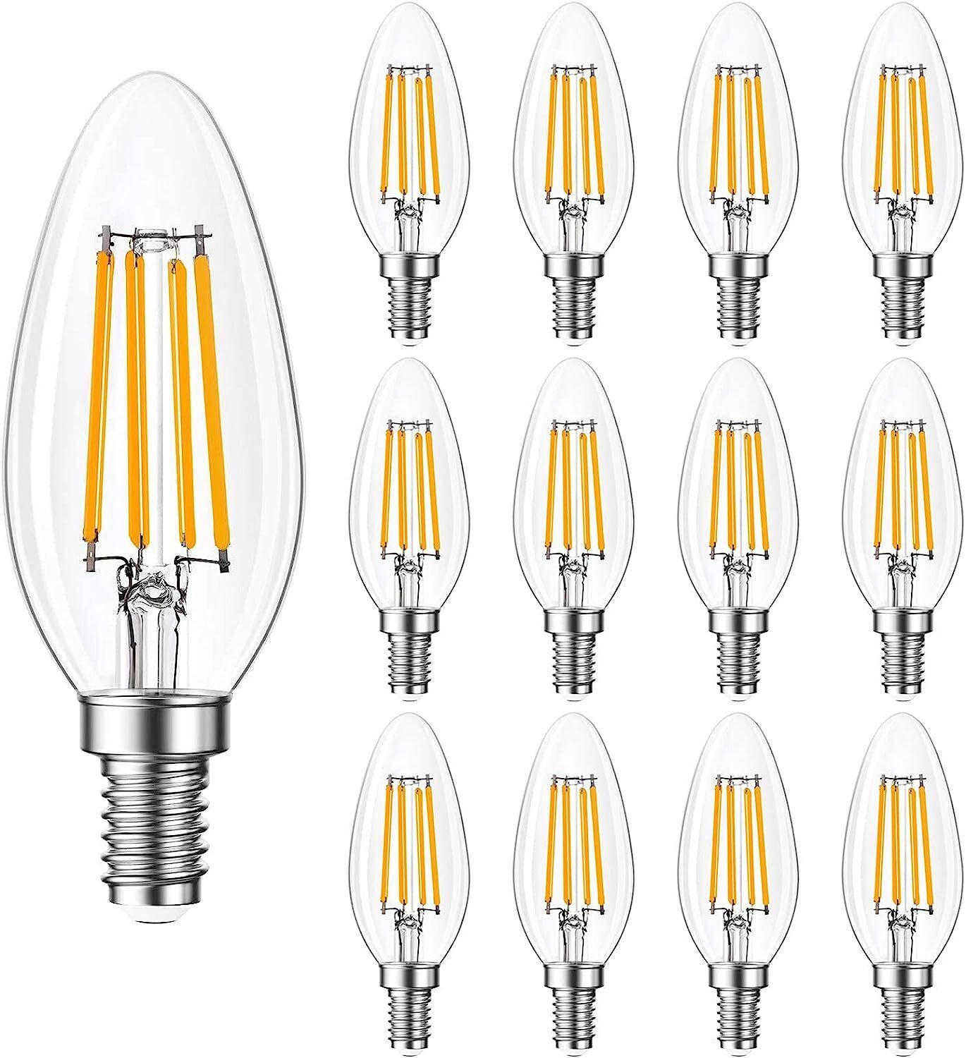 Qingmiao B11 E12 Dimmable LED Candelabra Bulbs 4W, 3000K Soft White, 12 Pack