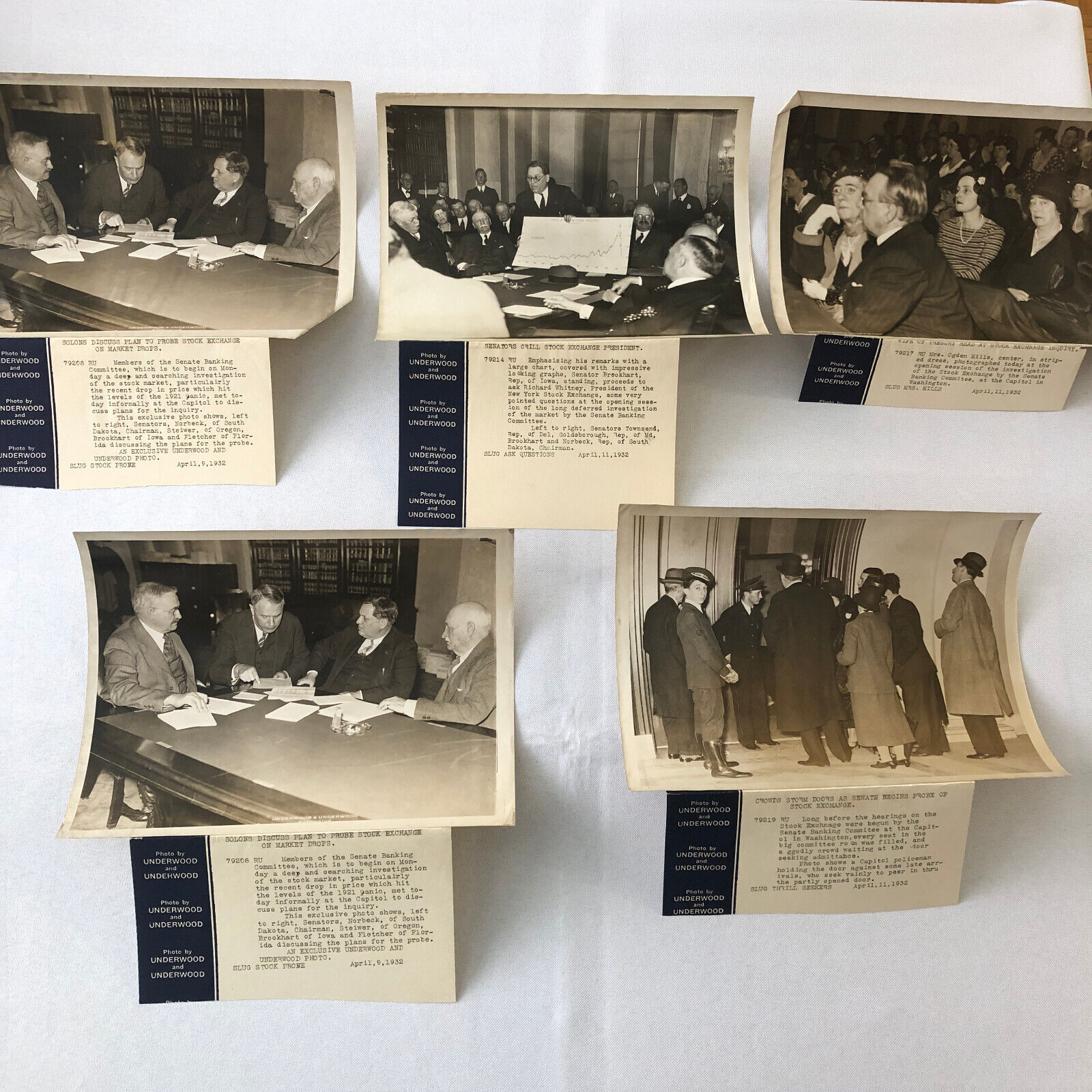 Press Photo Photograph Lot Stock Market Crash Senate Investigation 1932 Archive