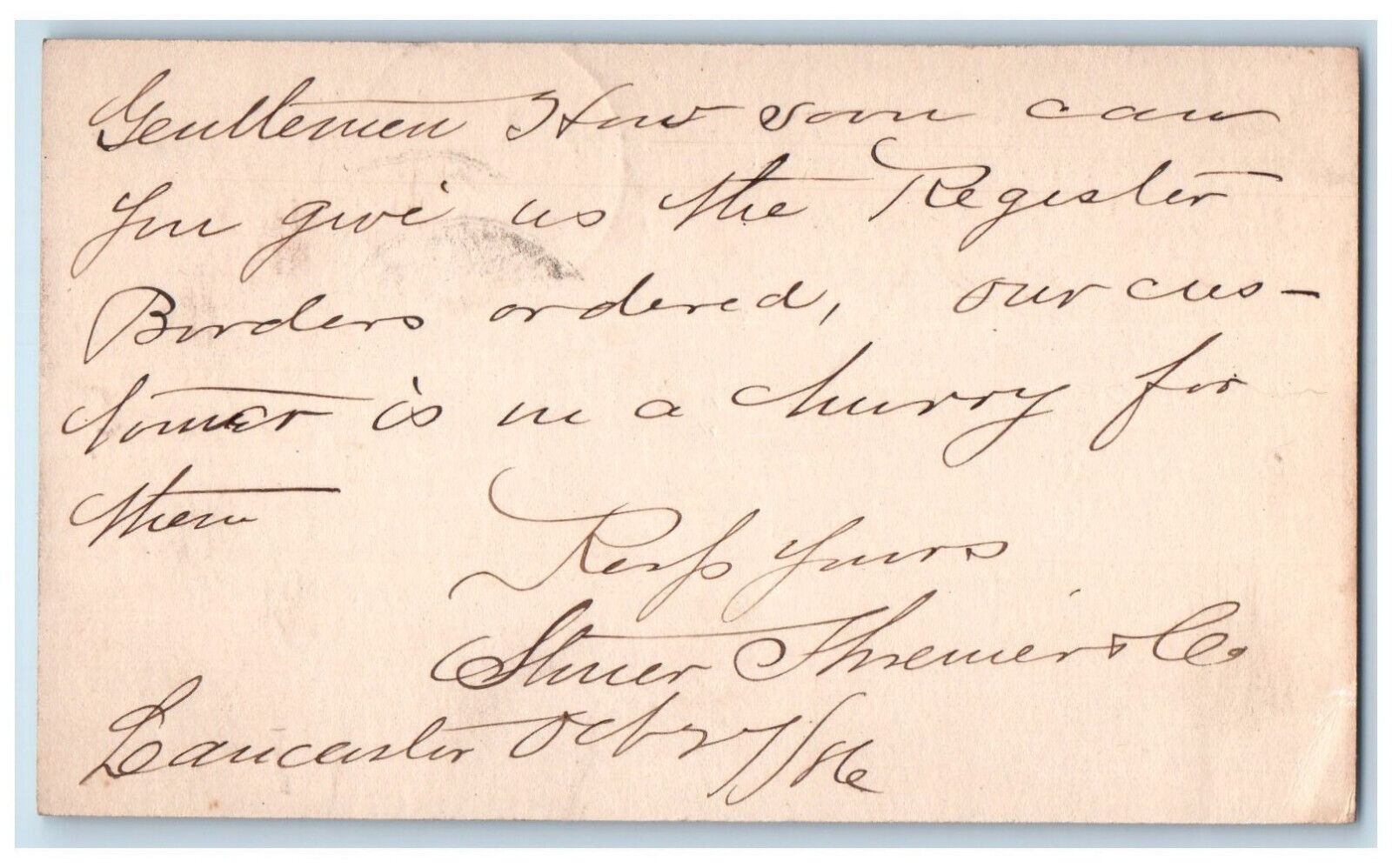 c1880's Frank Janson & Bro. Columbia PA Lancaster PA Antique Cancel Postal Card