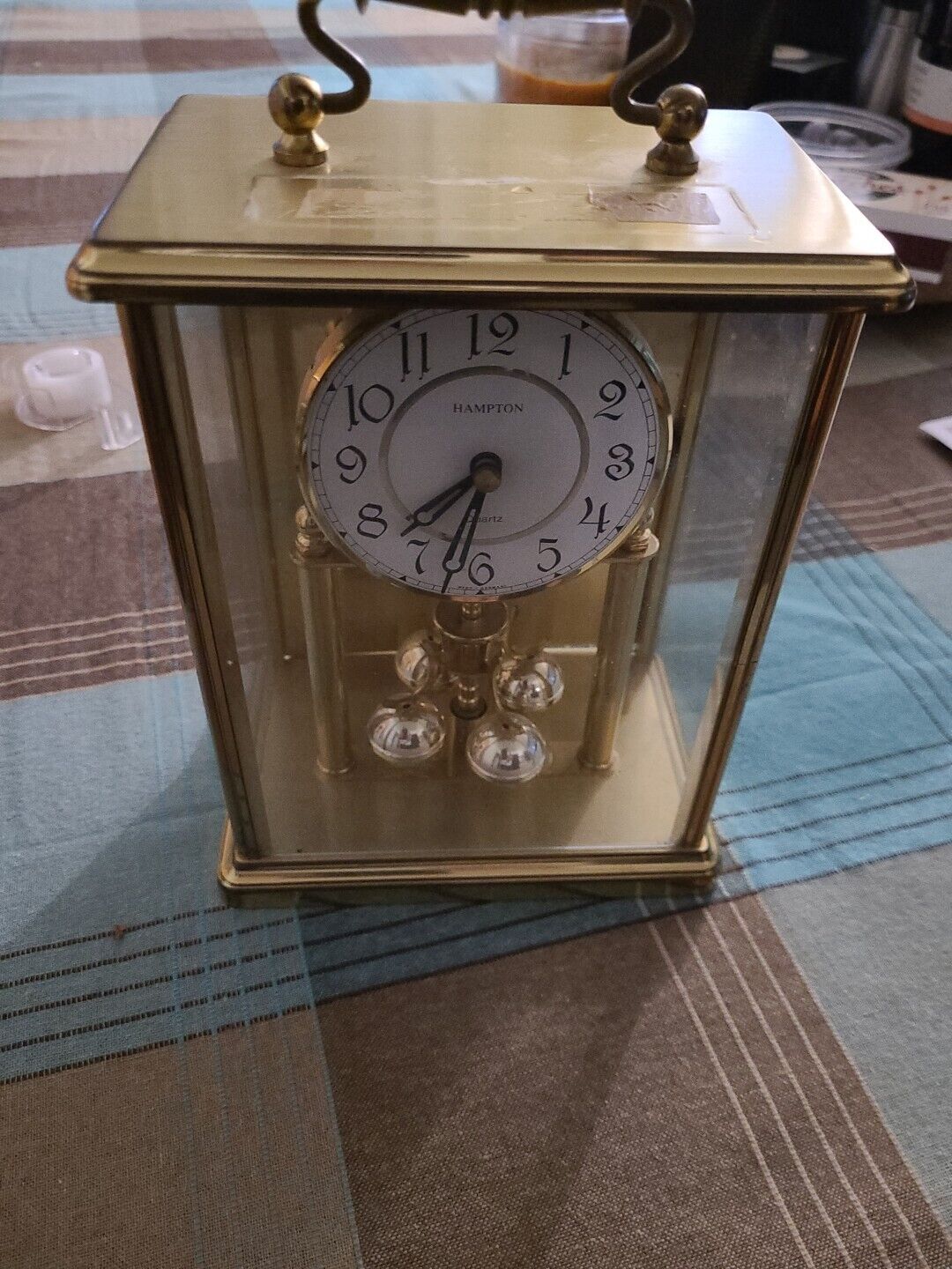 Vintage Hampton Heavy Solid Brass Quartz Desk Mantel Clock Germany VERY RARE