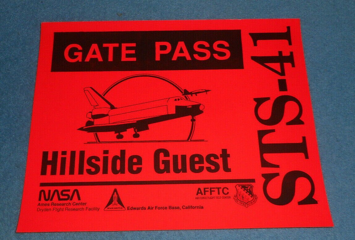 1990 NASA STS-41 Hillside Guest Car Gate Pass Space Shuttle Landing Edwards AFB