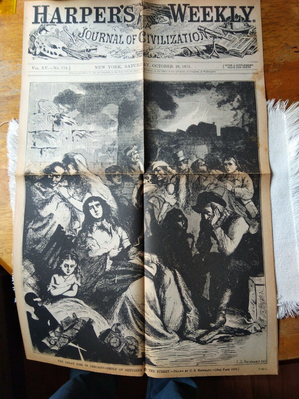 Great Chicago Fire Newspaper Insert Harper's Ferry vintage newspaper clip 1871