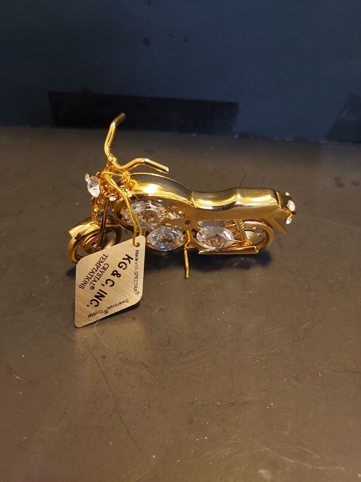 Swarovski Crystal Temptations Motorcycle 24 k Gold Played Figurine Gift