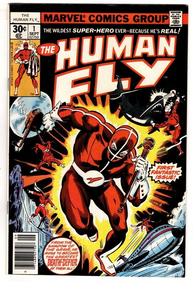 The Human Fly No 1,  Sept 1977,  1st Appeara & Origin, Guest-starring Spider-Man
