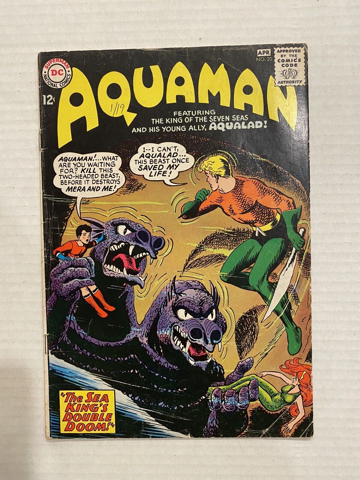 Aquaman #20 (DC Comics 1965) Aqualad Mera Nick Cardy Cover