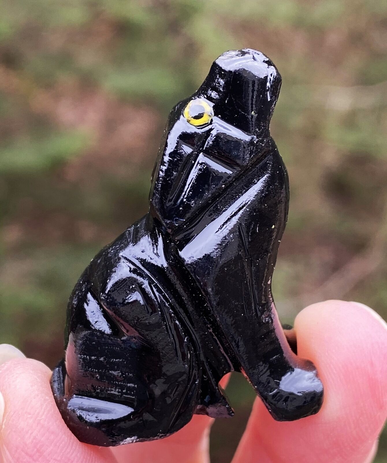 Howling Wolf   Figurine Totem   Black Onyx   Protection Strength 29365E