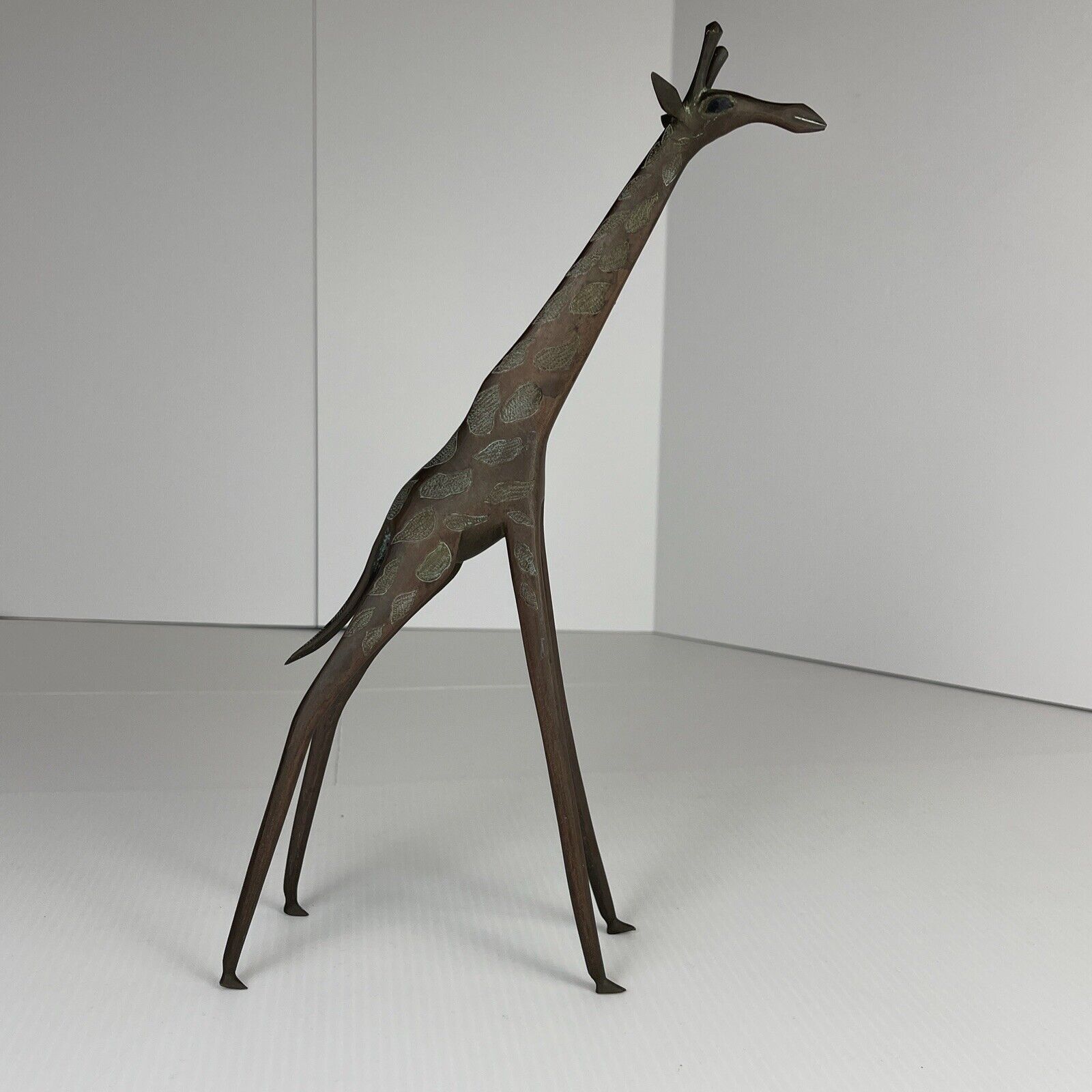 Vintage African Bronze Giraffe Hand Made 11 1/2 Inch