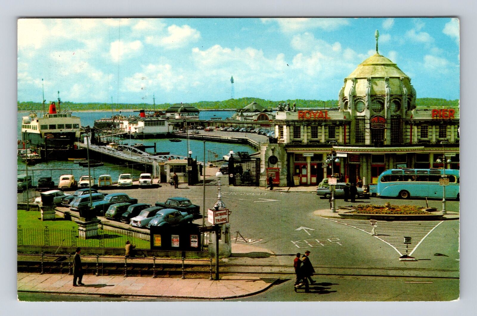 Southampton England, The Royal Pier, Steamers 60's Cars, Vintage c1970 Postcard