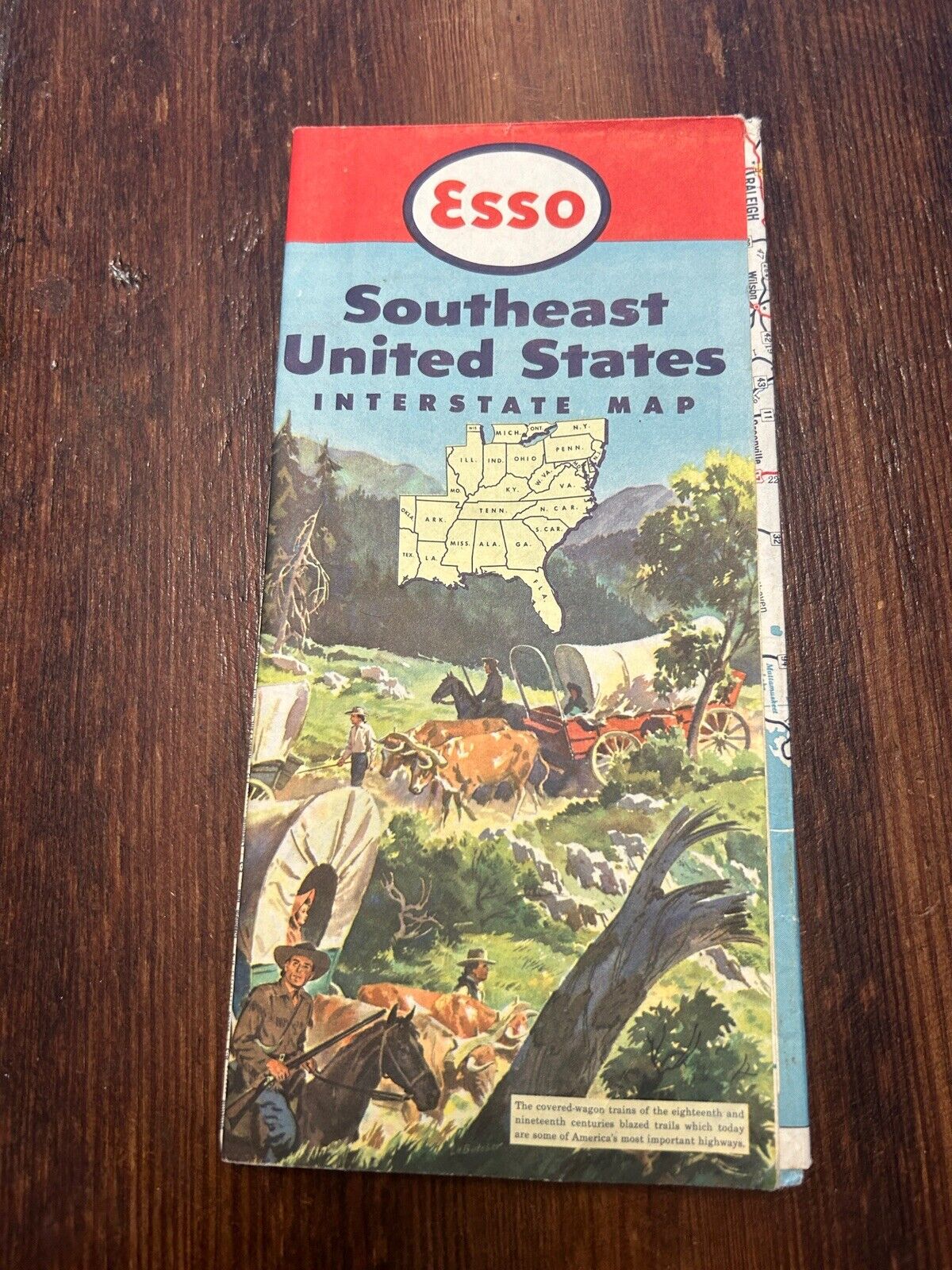 1952 Esso Southeast US  Vintage Road Map  Good Graphics