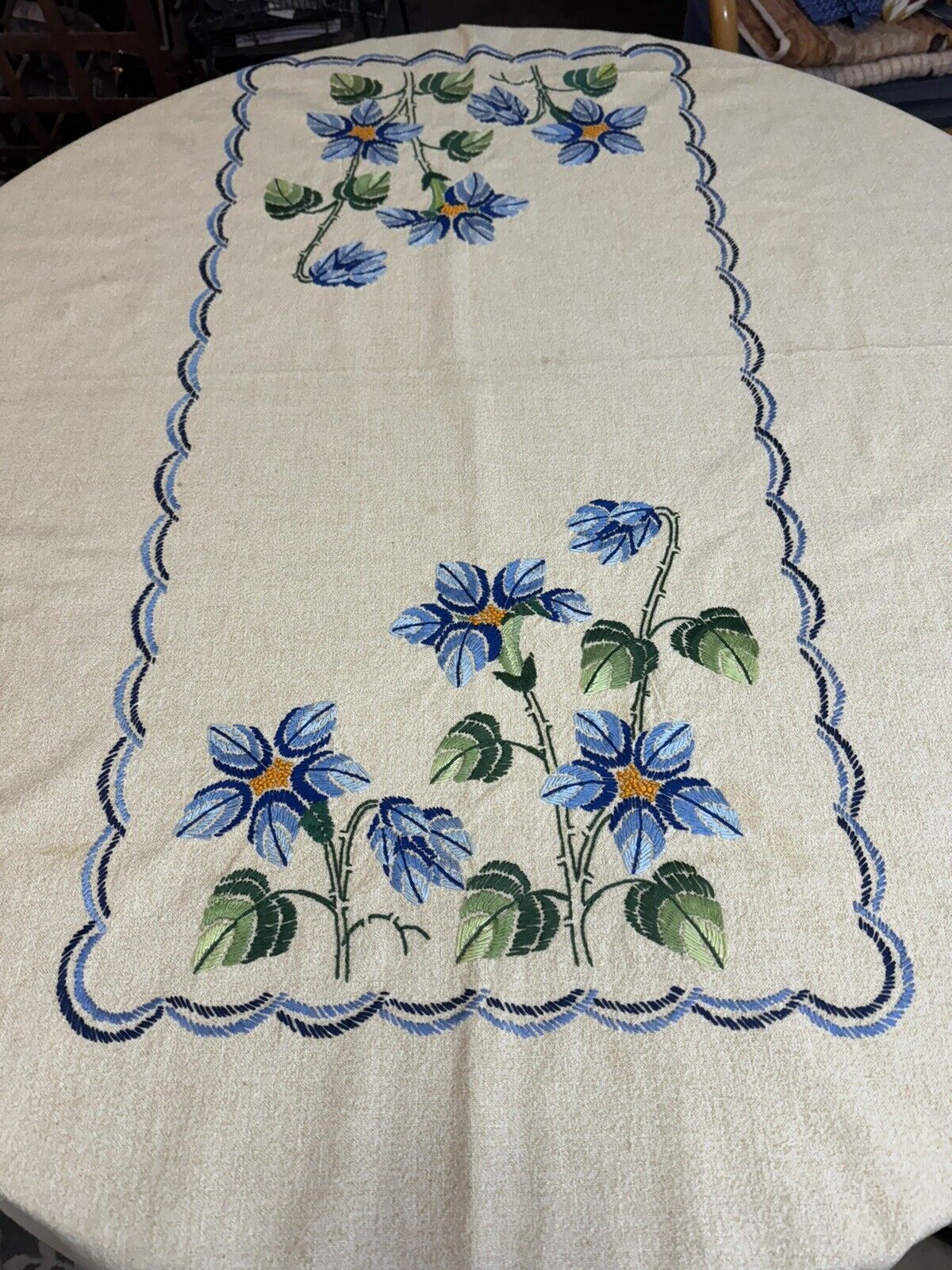 Vintage Floral Cross Stitch  Rectangle Tablecloth 62