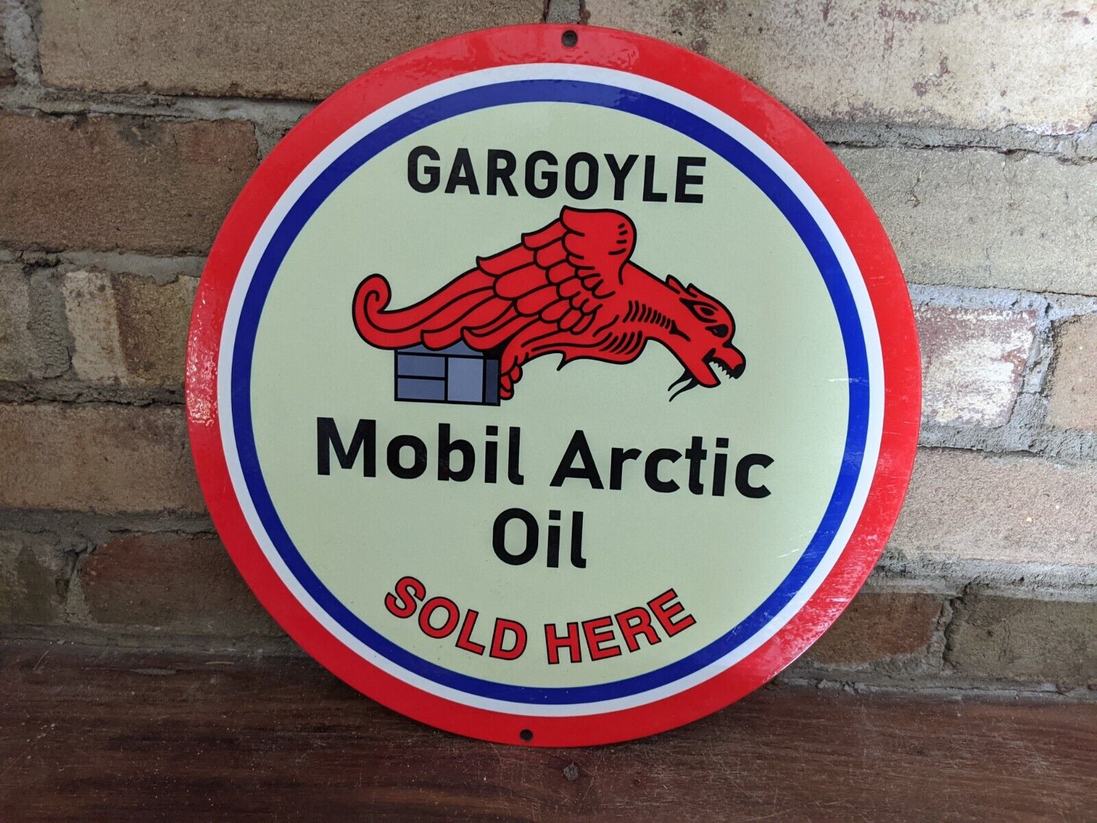 VINTAGE MOBIL ARCTIC OIL HEAVY PORCELAIN GAS SIGN MOBILOIL 12\