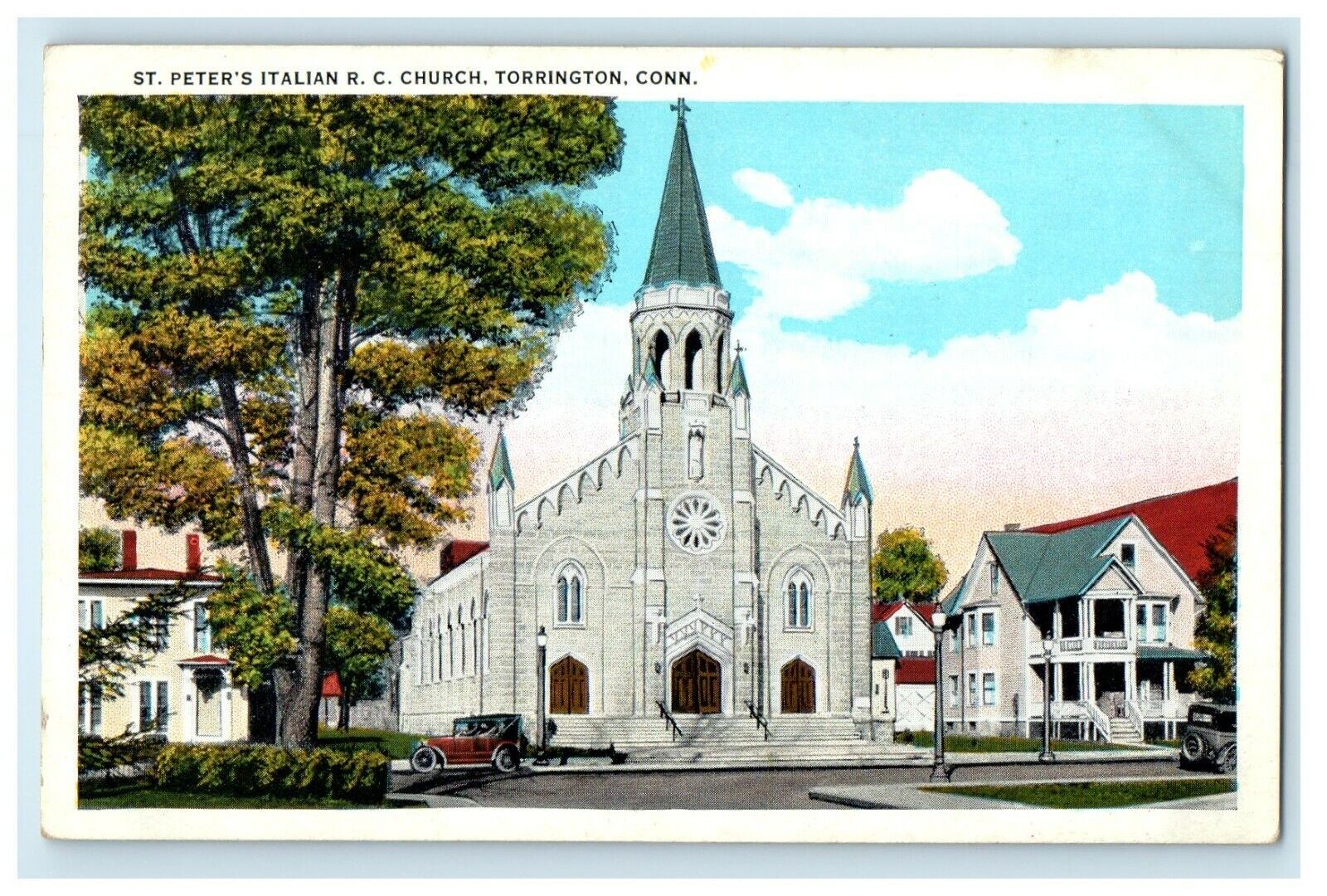 c1920's St. Peter's Italian R.C Church Torrington Connecticut CT Postcard