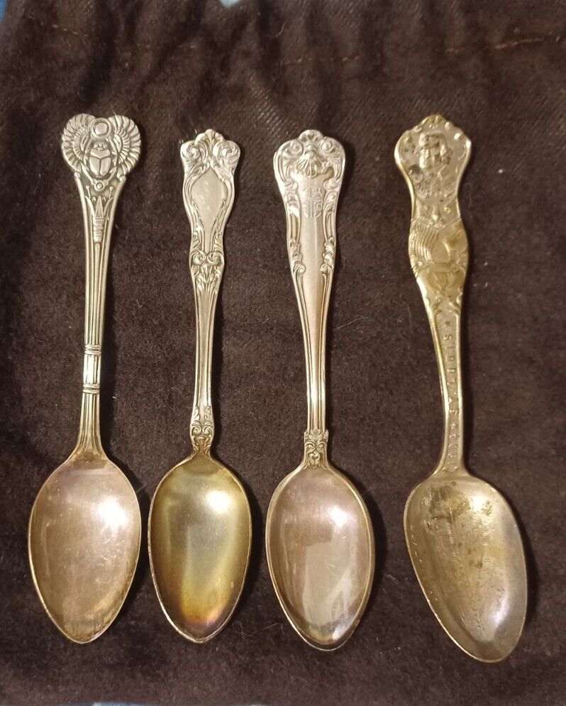 VTG Lot 4 Souvenir Spoons Unique Highly Collectible silver and silverplate