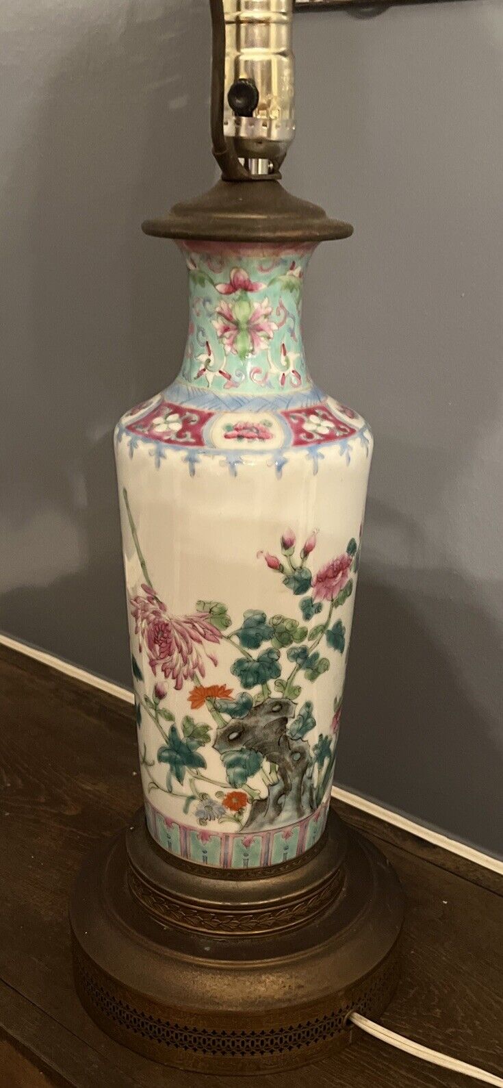 ANTIQUE CHINESE CONVERTED VASE PORCELAIN BEAUTIFUL 19th Century