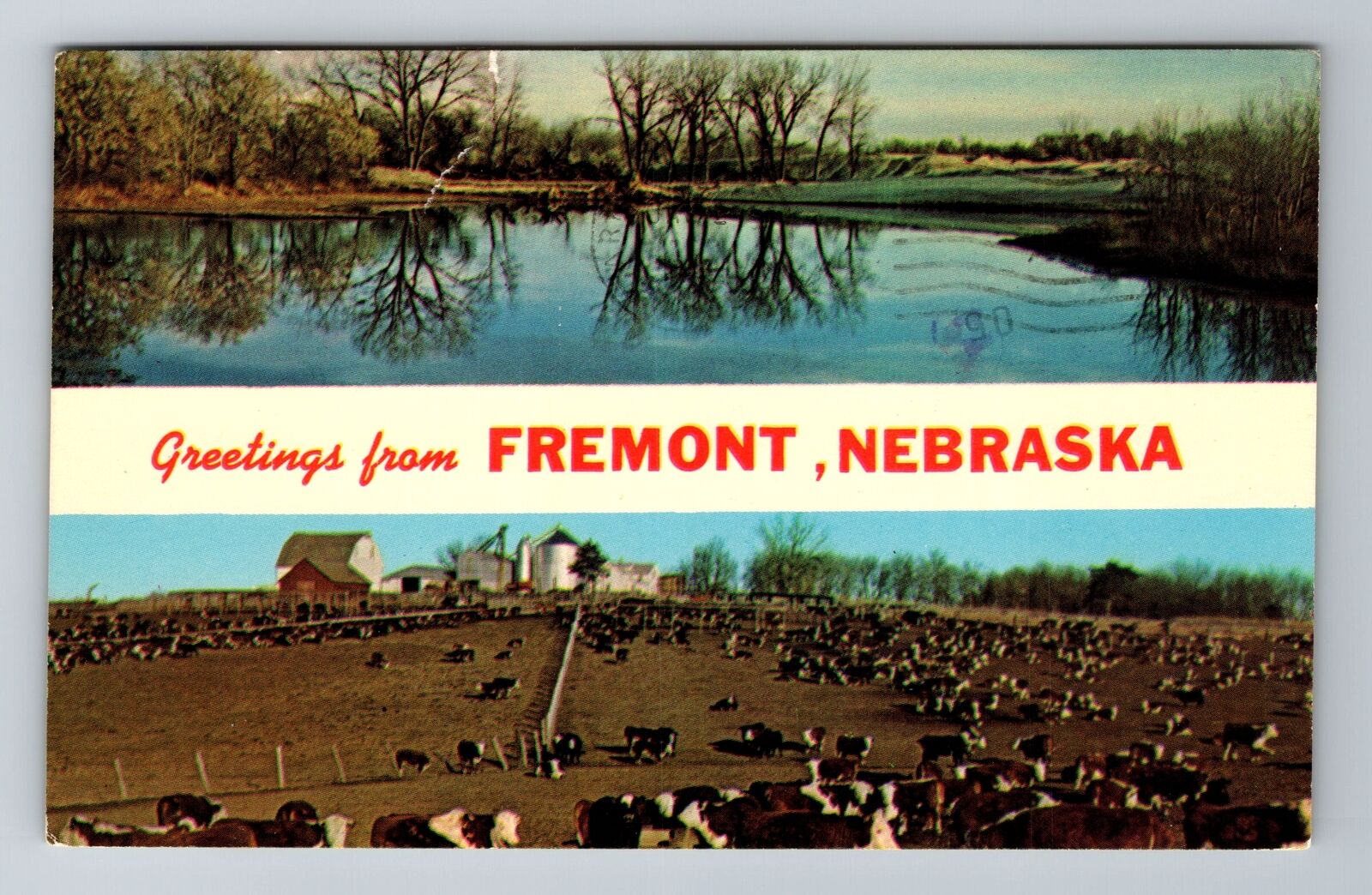 Fremont NE-Nebraska, Scenic Banner Greetings, Antique, Vintage c1978 Postcard