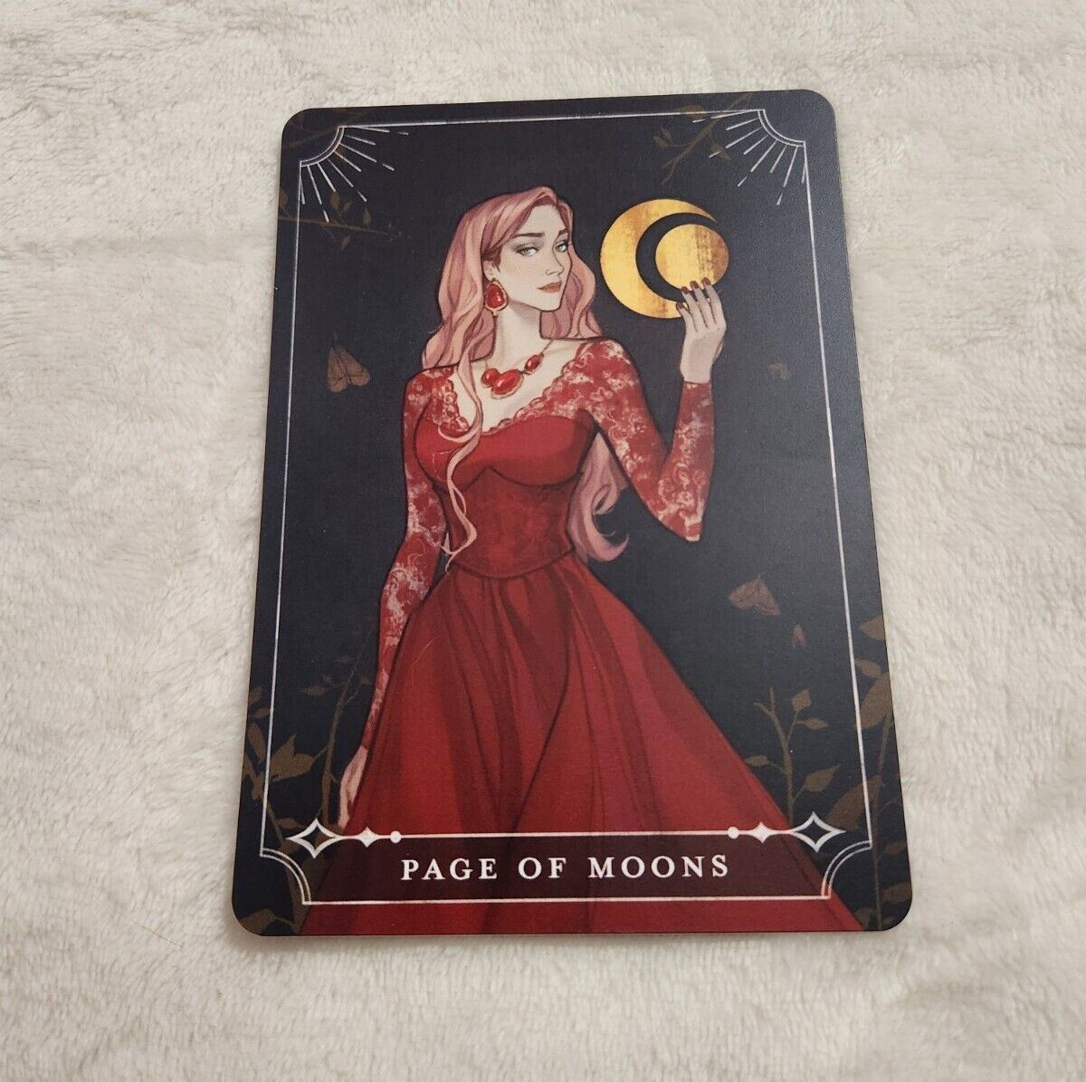 FAIRYLOOT TAROT CARD PAGE OF MOONS A MOTH TO THE FLAME FEB 2024 RUNE
