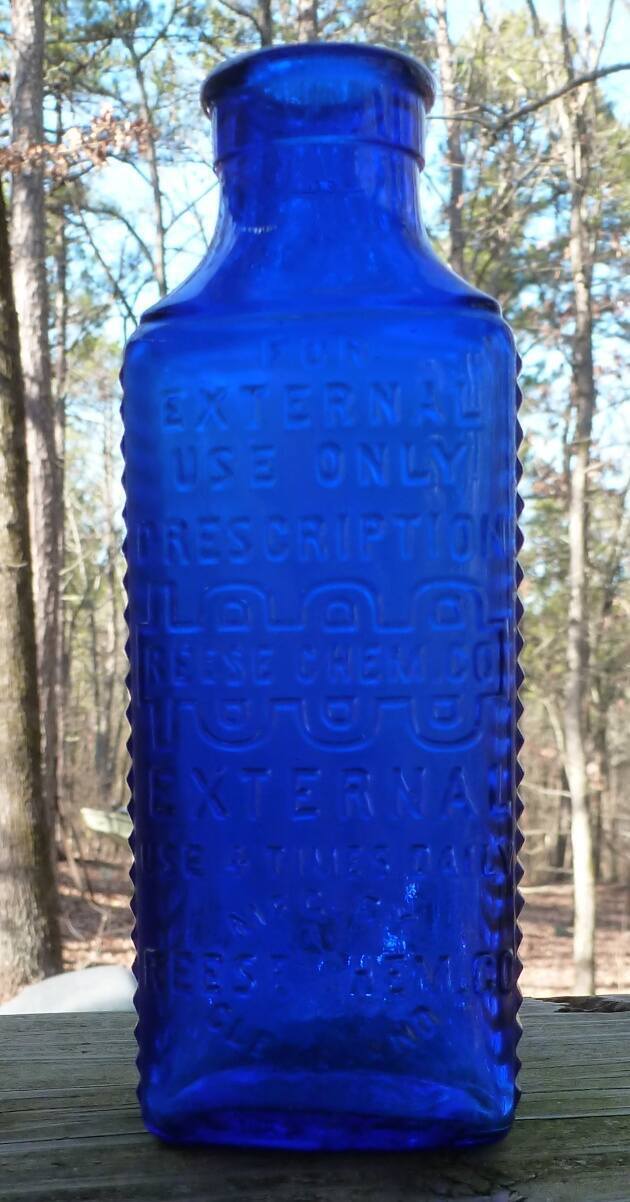 GONORRHEA CURE MEDICINE BOTTLE-Cobalt Blue-Reese 1000-External Use-1910s-20s