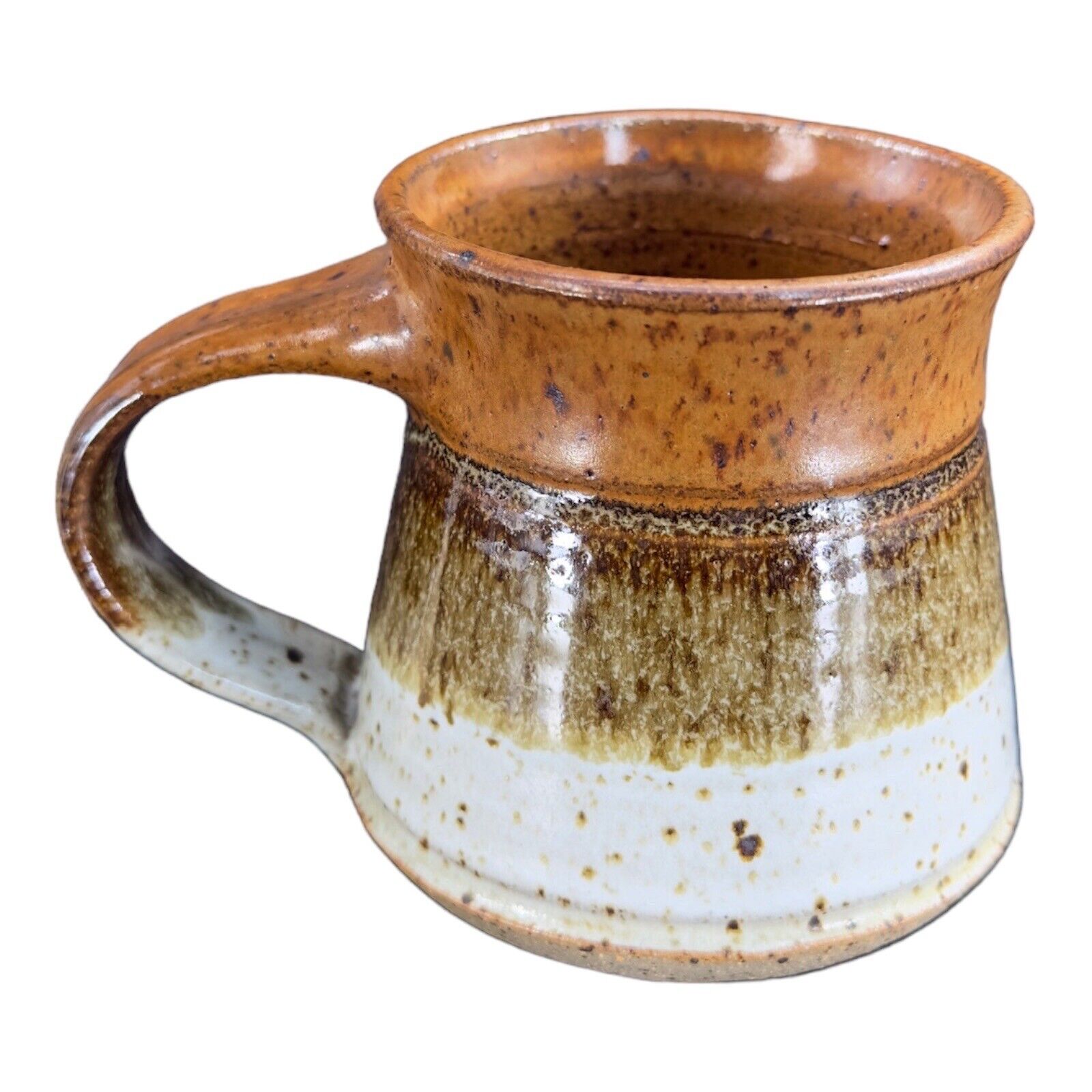 Vintage Art Pottery Coffee Mug Cup Signed Colombe Primitive Style Mug 1981