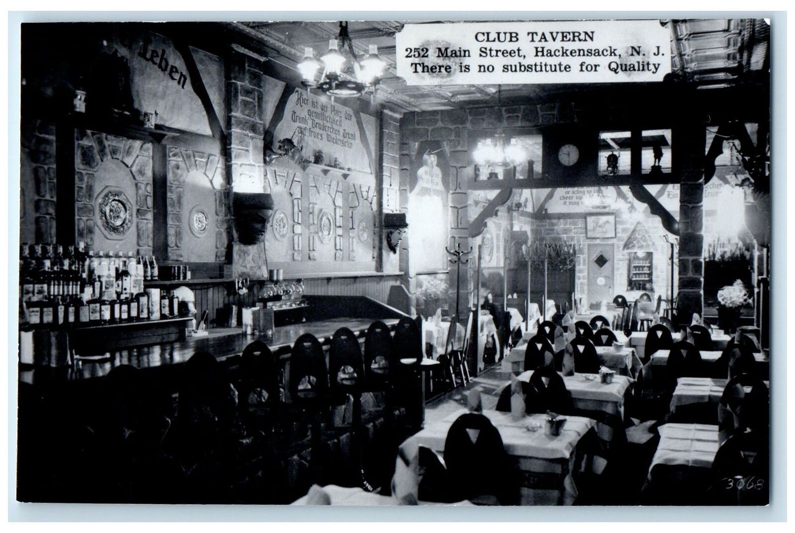 c1960's Club Tavern Interior Scene Hackensack New Jersey NJ Unposted Postcard