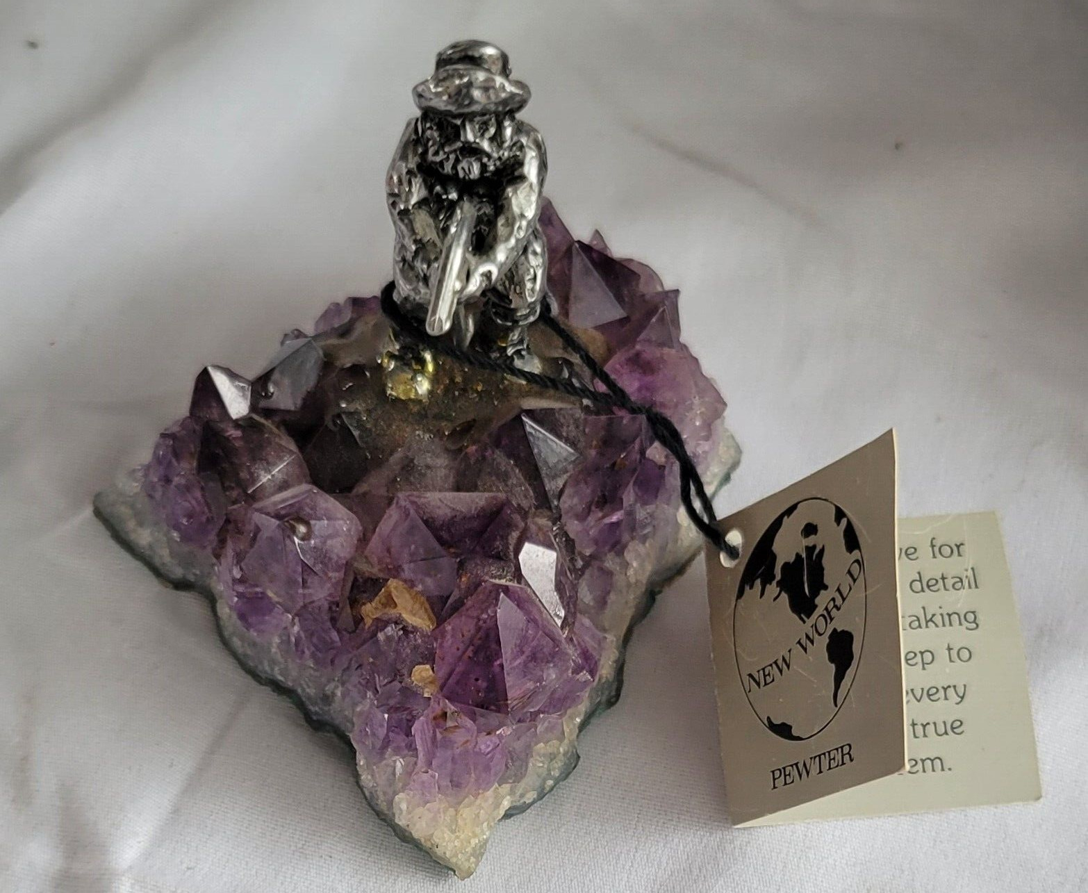 Vintage Amethyst Stone with Pewter Cowboy from New World Pewter
