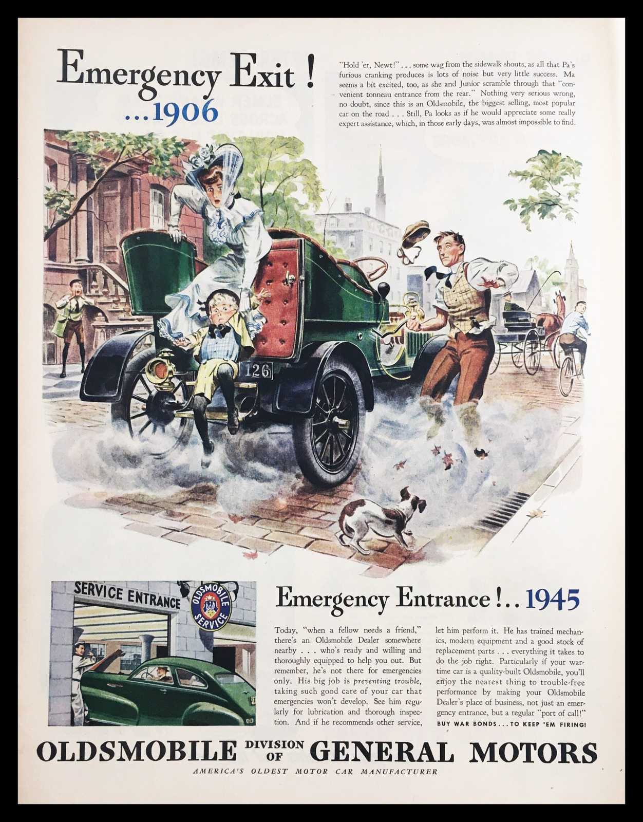 1945 Oldsmobile Emergency Exit 1906 Vintage Print Ad