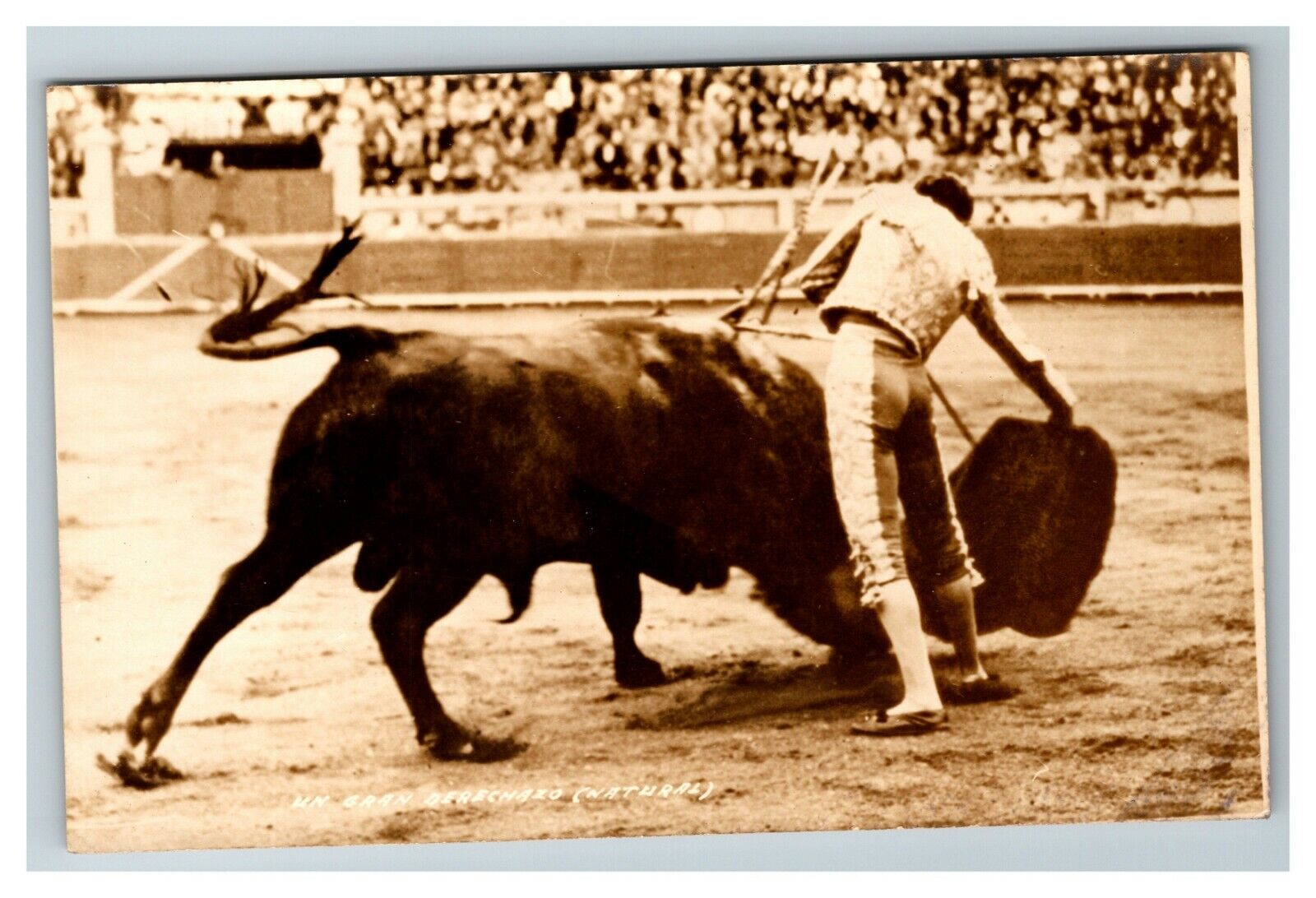 RPPC Bull Fighting Torero Matador Un Gran Natural c1950 Vintage Postcard