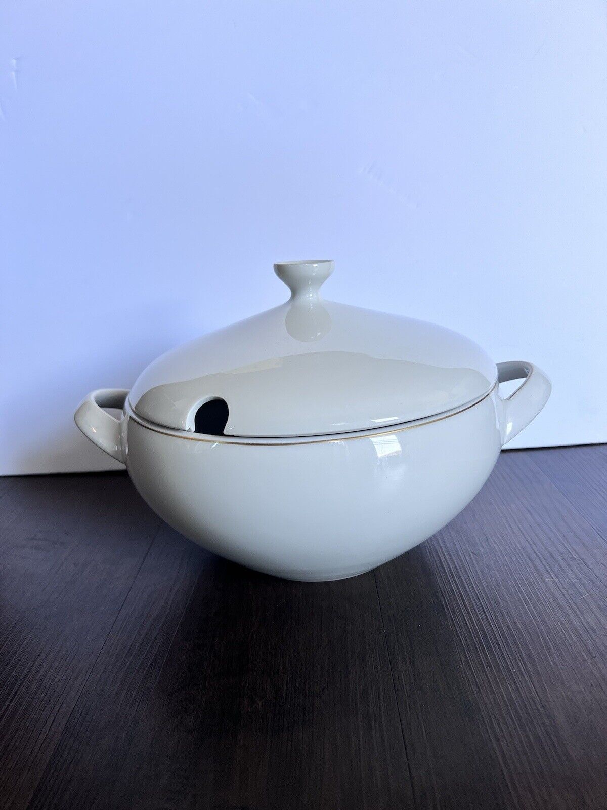 Vintage  Arzberg Porcelain Soup Tureen “Elegance”Gray Band With Gold Germany 106