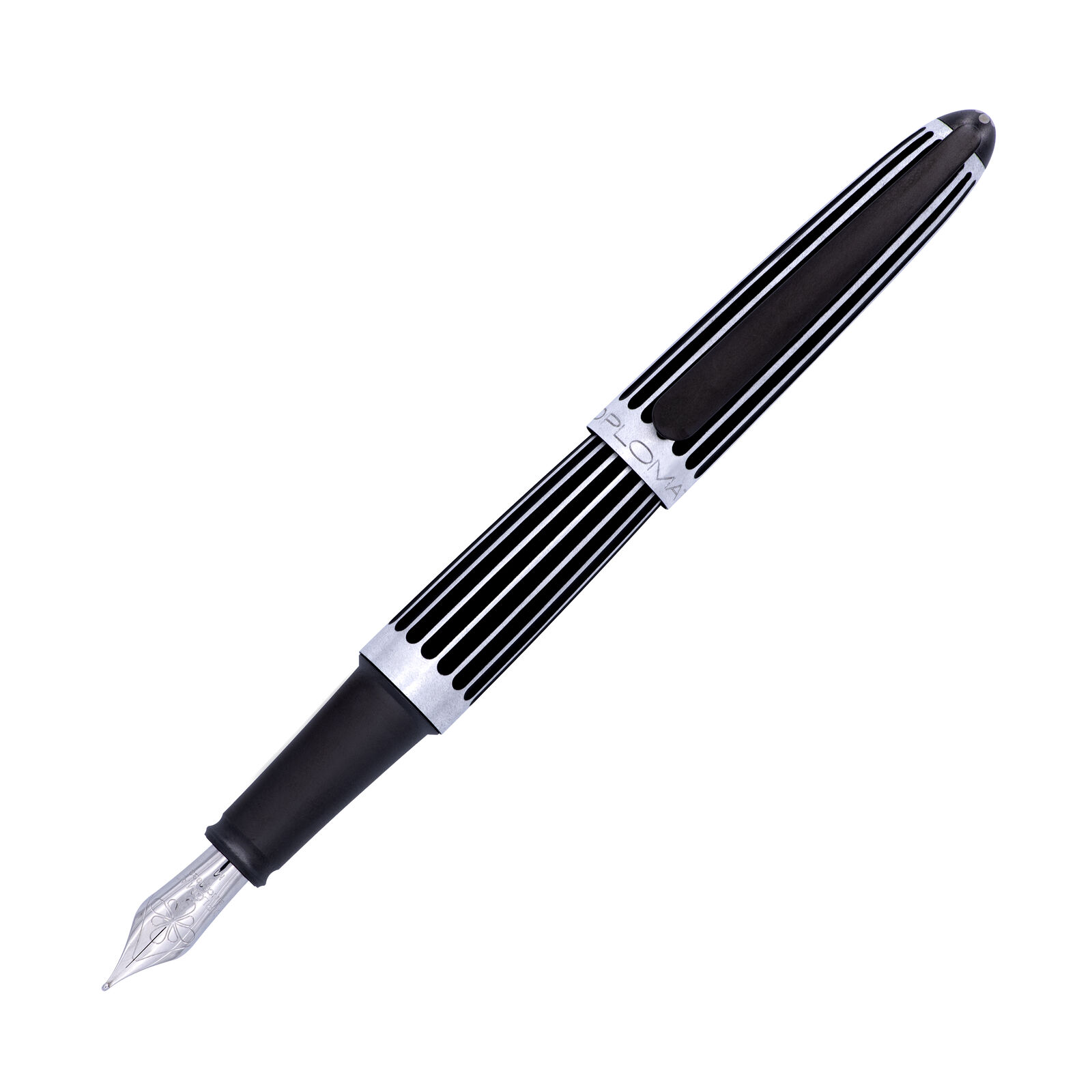 Diplomat Aero Fountain Pen in Stripes Black - Fine Point - NEW in original Box