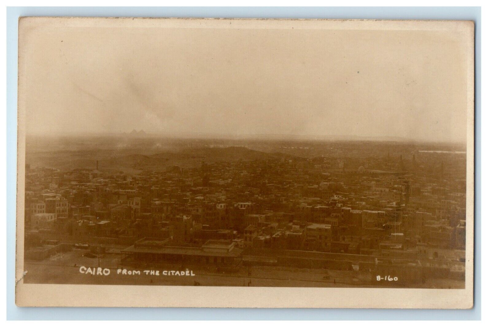 c1920's Aerial View Of Cairo From The Citadel Egypt RPPC Photo Vintage Postcard