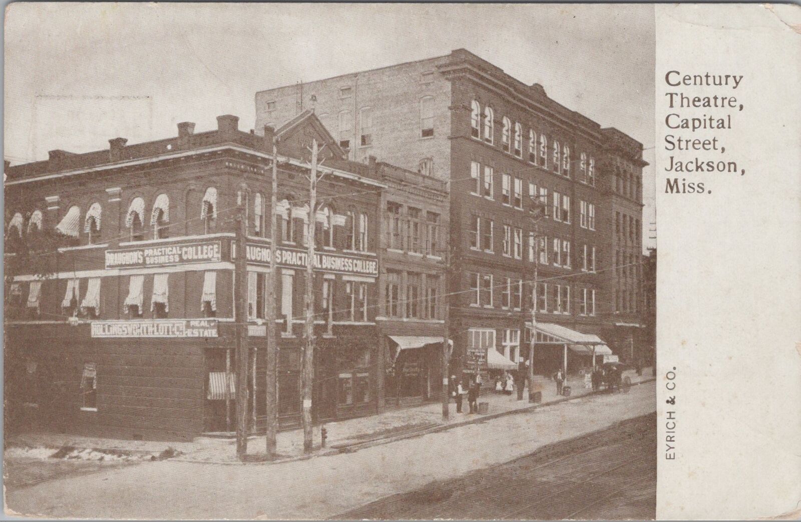 Century Theatre, Capital Street, Jackson, Mississippi c1900s Postcard
